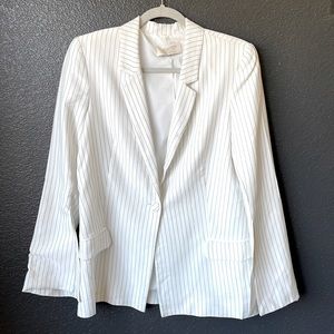 Bec + Bridge white pinstripe flare sleeve blazer